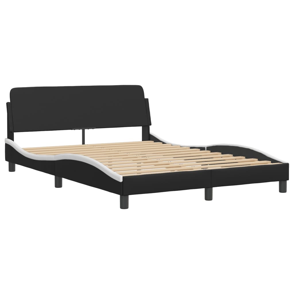 Bett mit Matratze "Dover" Schwarz und Weiß 140x190 cm Kunstleder