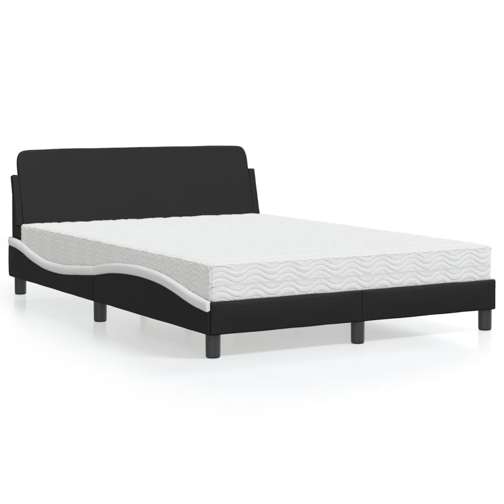 Bett mit Matratze "Dover" Schwarz und Weiß 140x190 cm Kunstleder