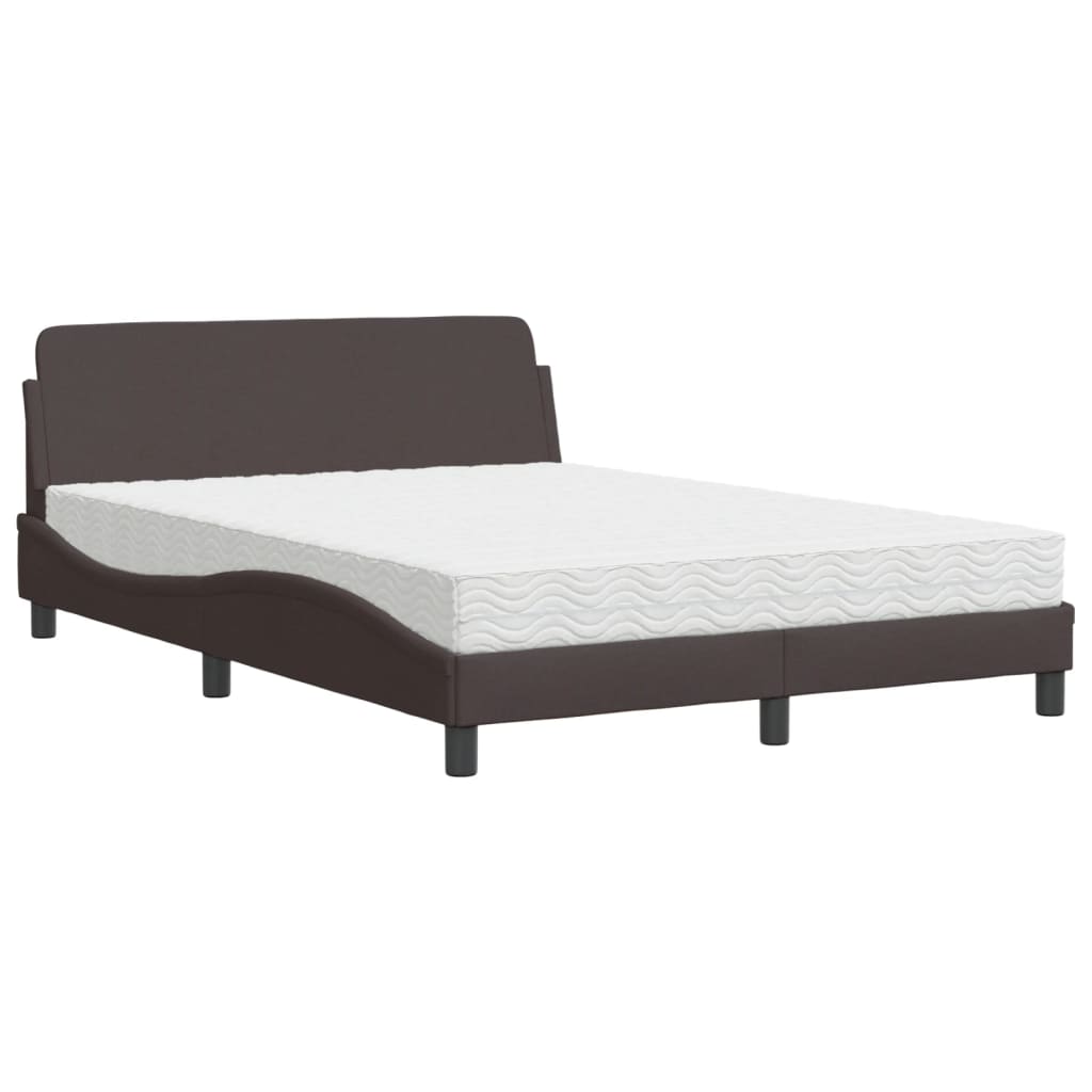 Bett mit Matratze "Dover" Dunkelbraun 140x200 cm Stoff