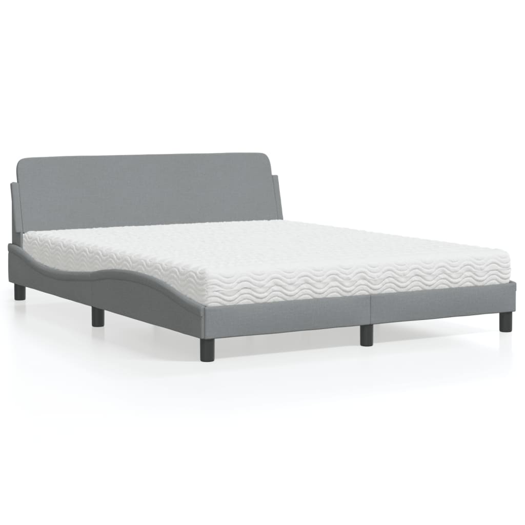 Bett mit Matratze "Dover" Hellgrau 160x200 cm Stoff