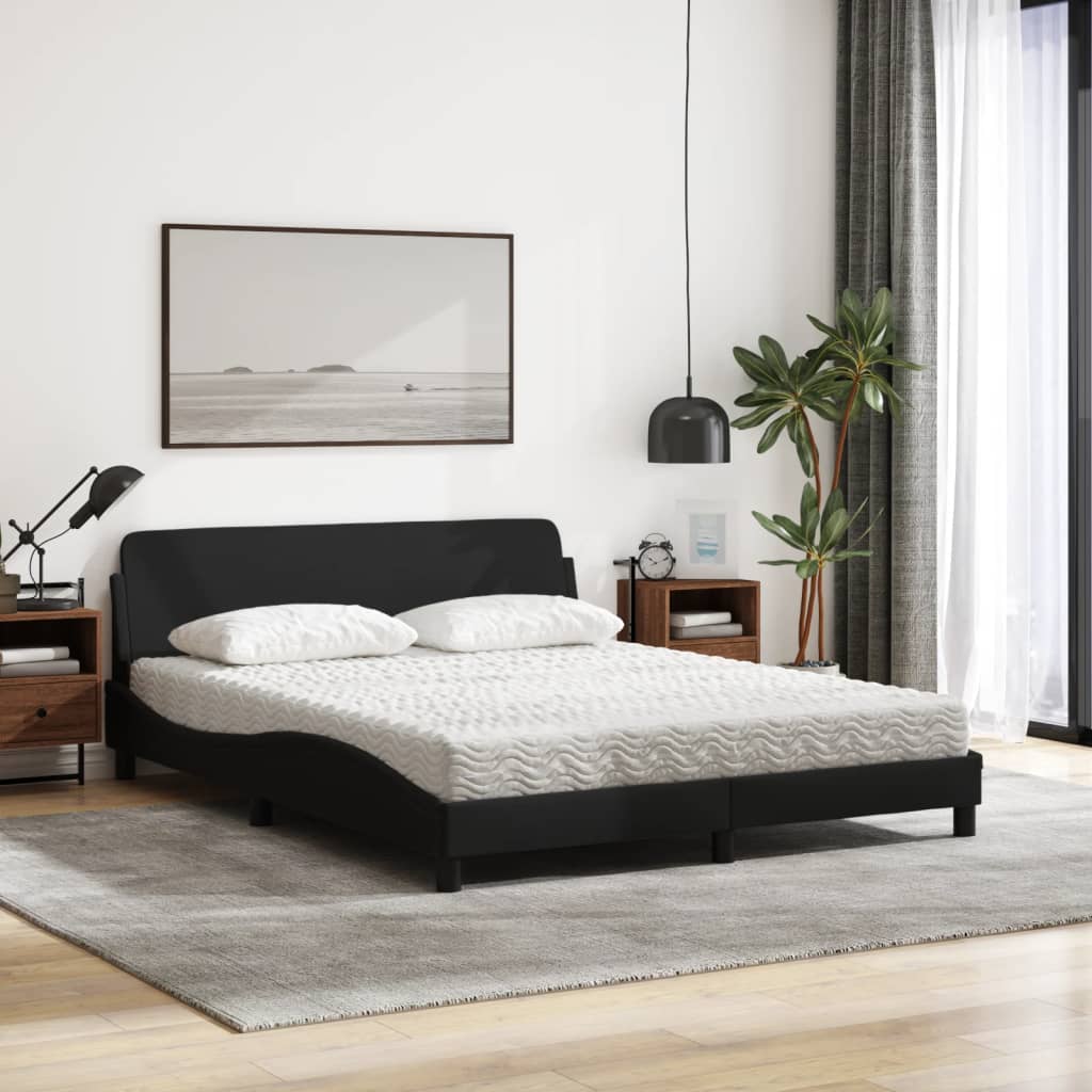 Bett mit Matratze "Dover" Schwarz 160x200 cm Stoff