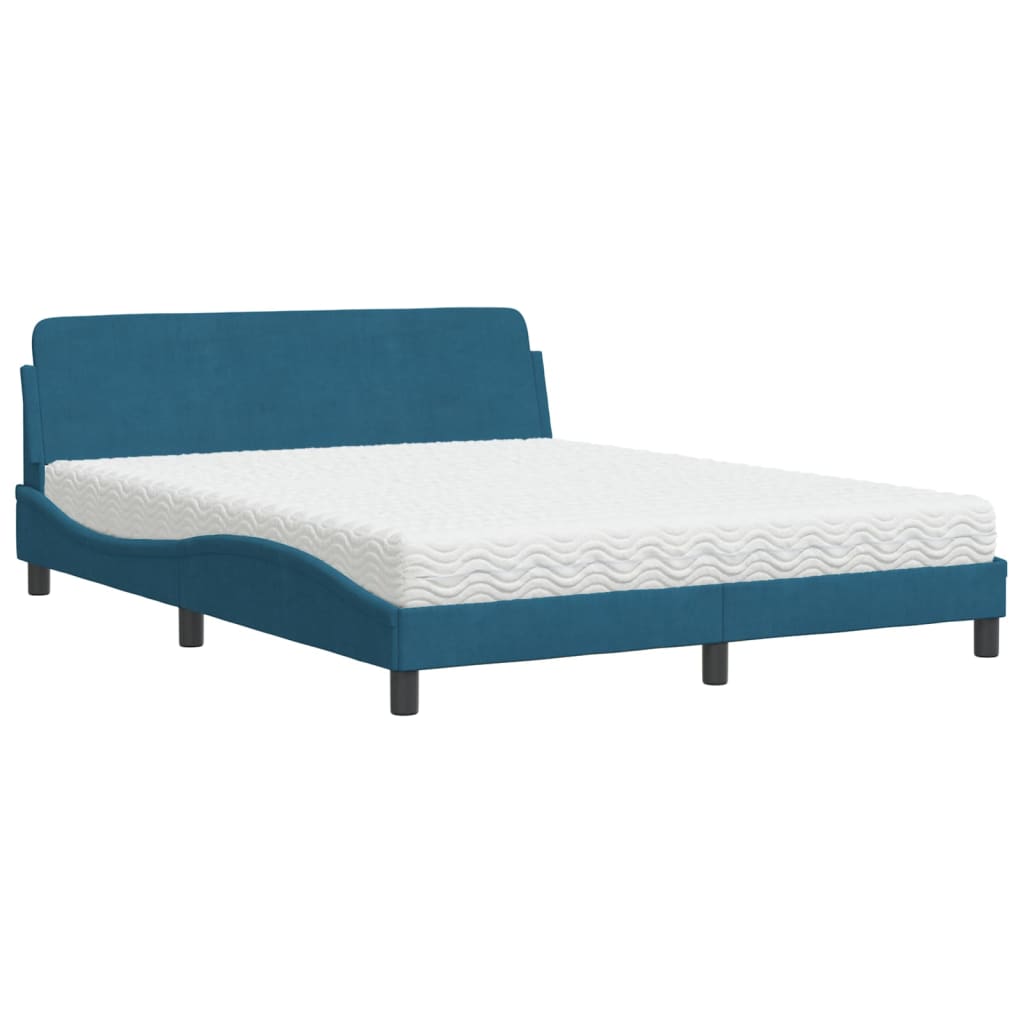 Bett mit Matratze "Dover" Blau 160x200 cm Samt