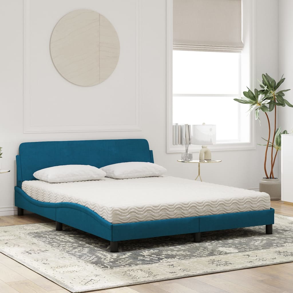 Bett mit Matratze "Dover" Blau 160x200 cm Samt