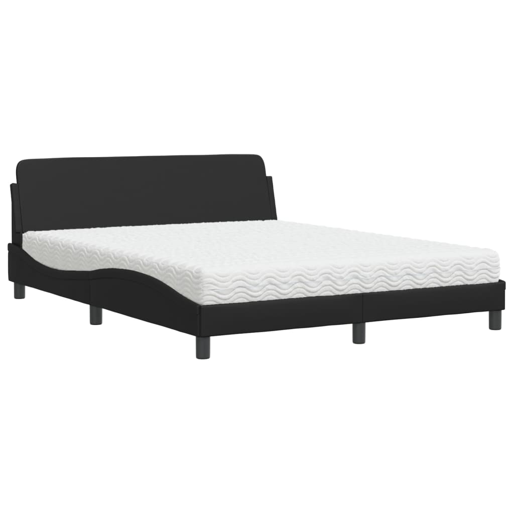 Bed with mattress black 160x200 cm artificial leather