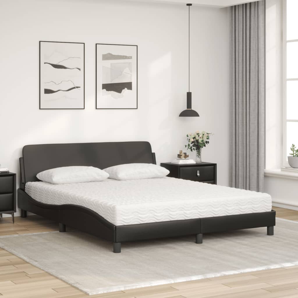 Bed with mattress black 160x200 cm artificial leather