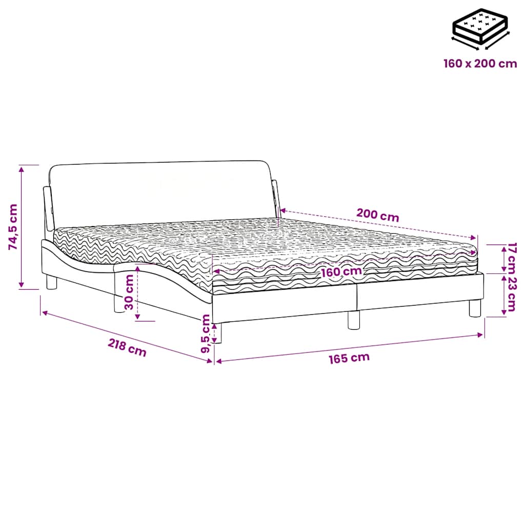 Bett mit Matratze "Dover" Schwarz 160x200 cm Kunstleder