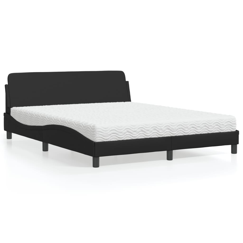 Bed with mattress black 160x200 cm artificial leather