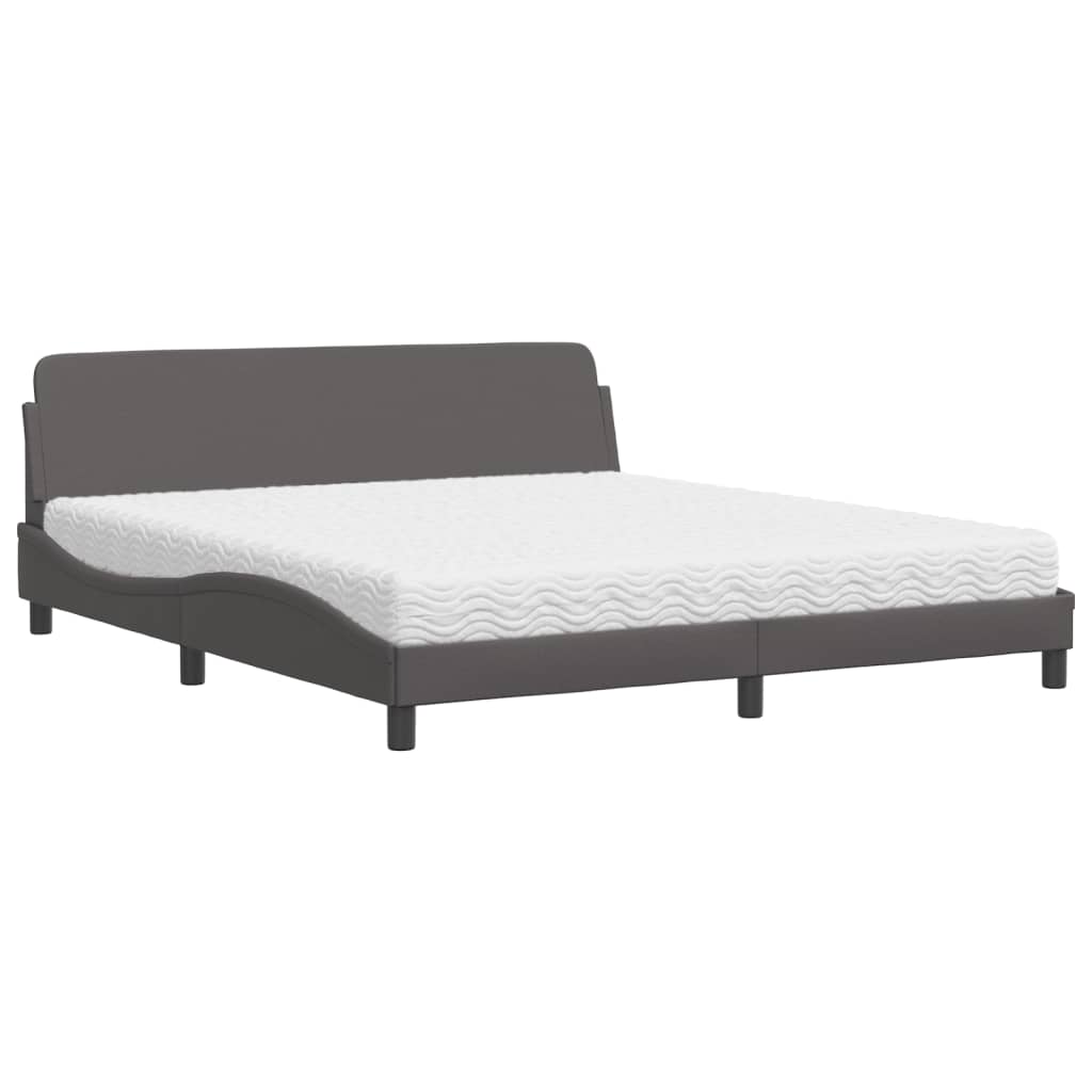Bed with mattress grey 180x200 cm artificial leather