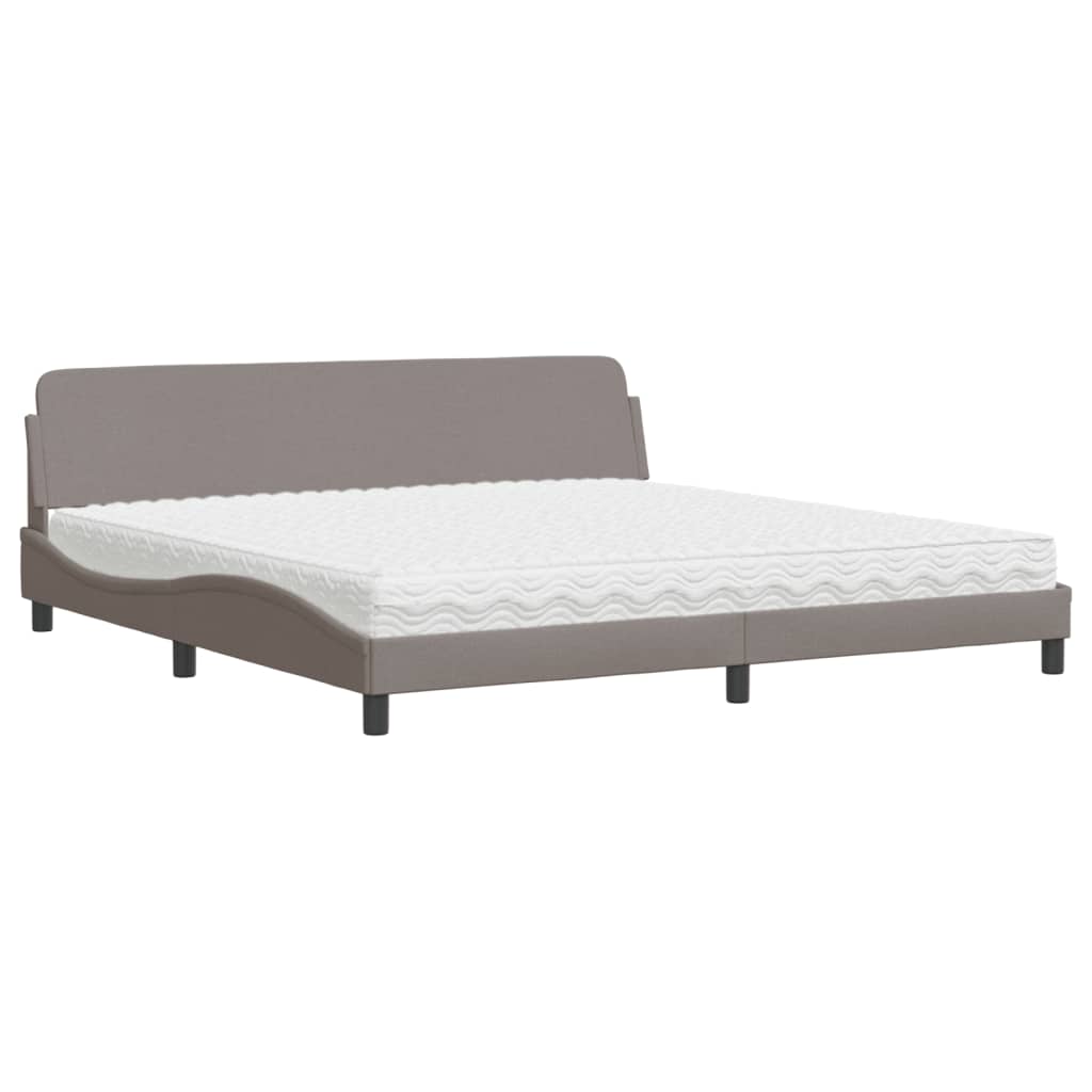 Bed with mattress taupe 200x200 cm fabric