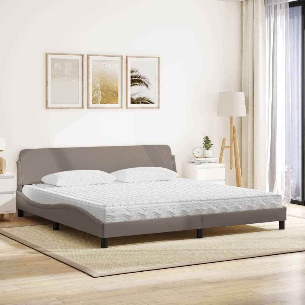 Bed with mattress taupe 200x200 cm fabric