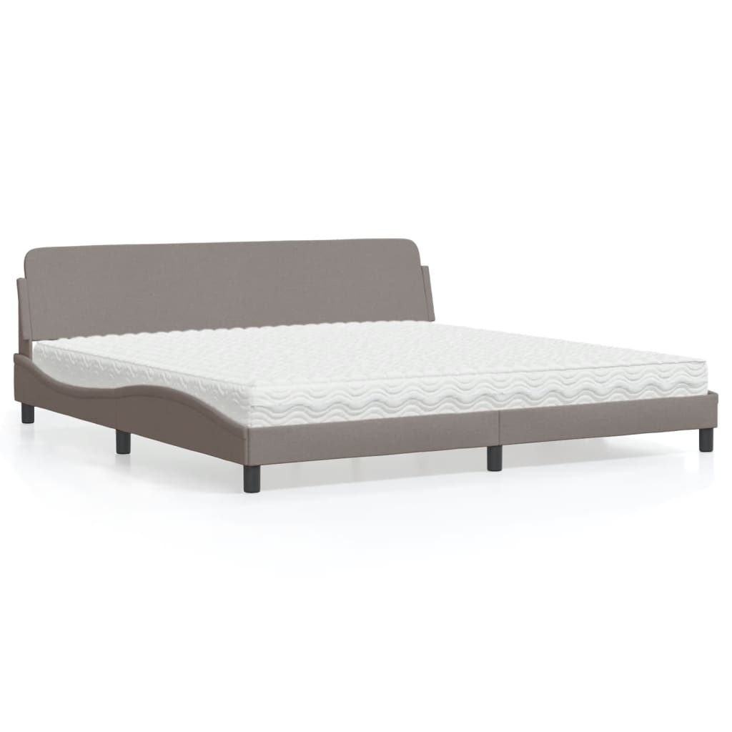 Bed with mattress taupe 200x200 cm fabric