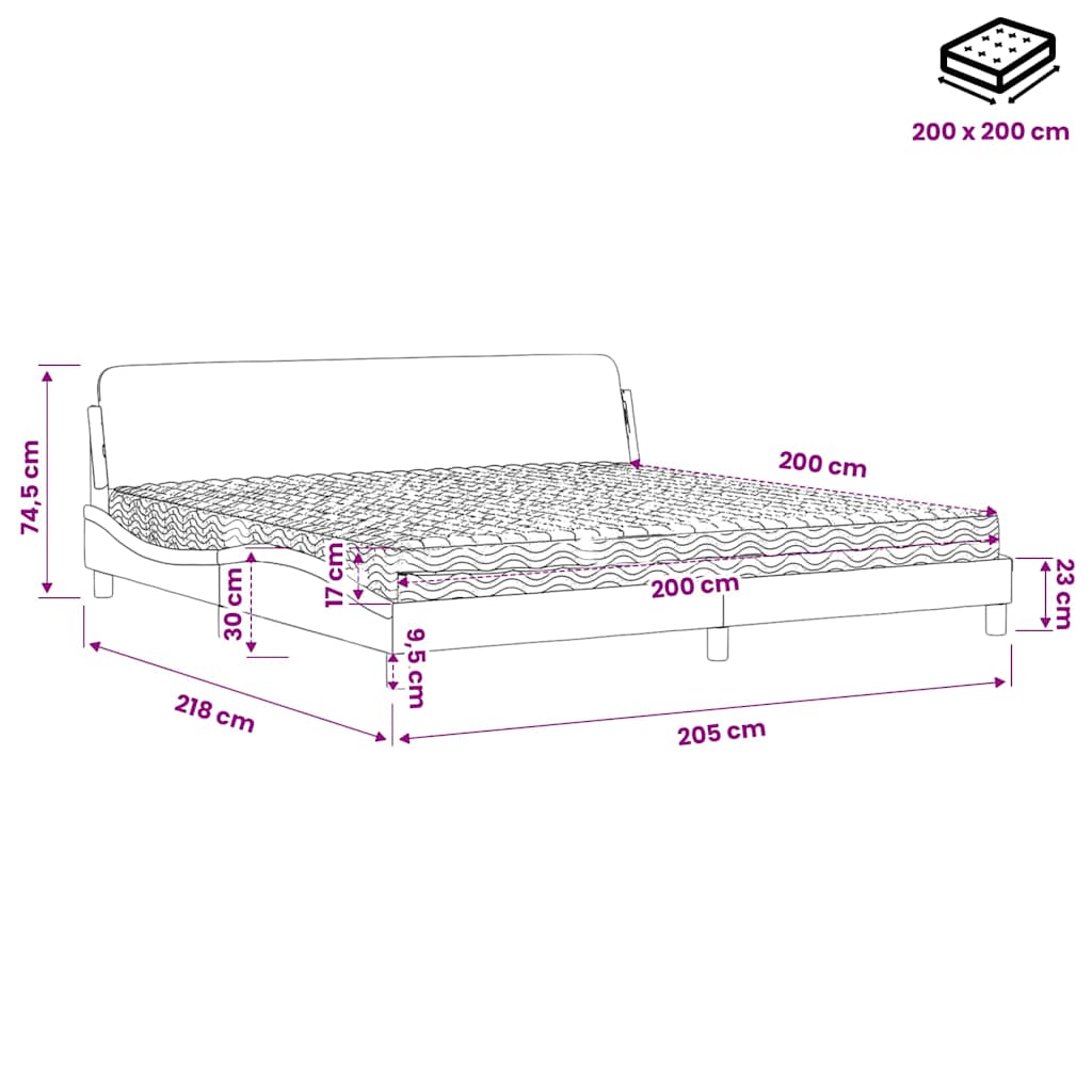 Bett mit Matratze "Dover" Blau 200x200 cm Stoff