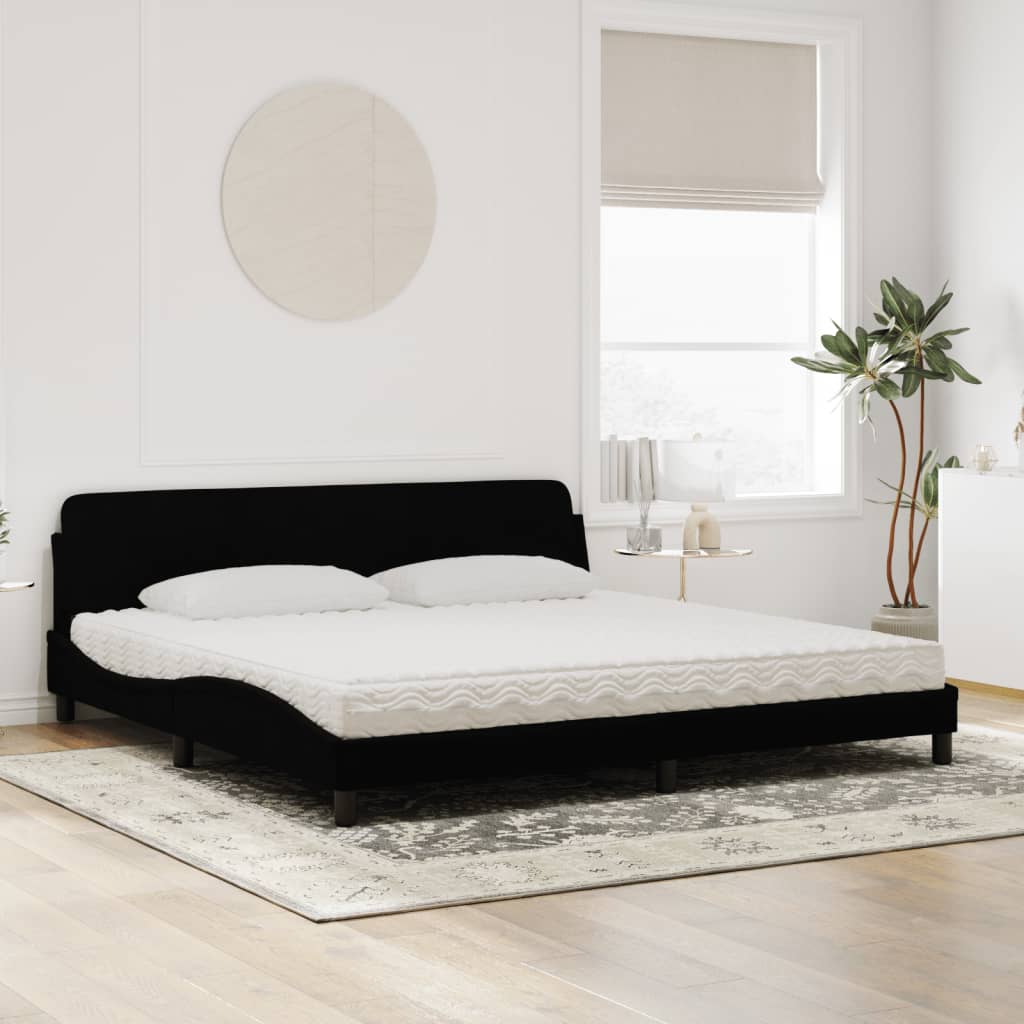Bett mit Matratze "Dover" Schwarz 200x200 cm Samt