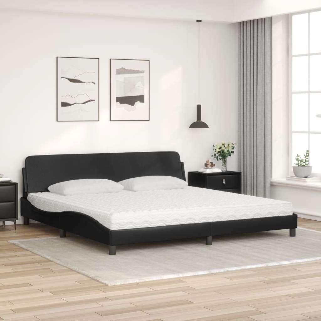 Bett mit Matratze "Dover" Schwarz 200x200 cm Kunstleder
