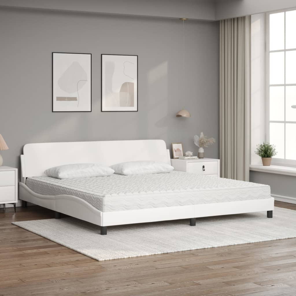 Bett mit Matratze "Dover" Weiß 200x200 cm Kunstleder