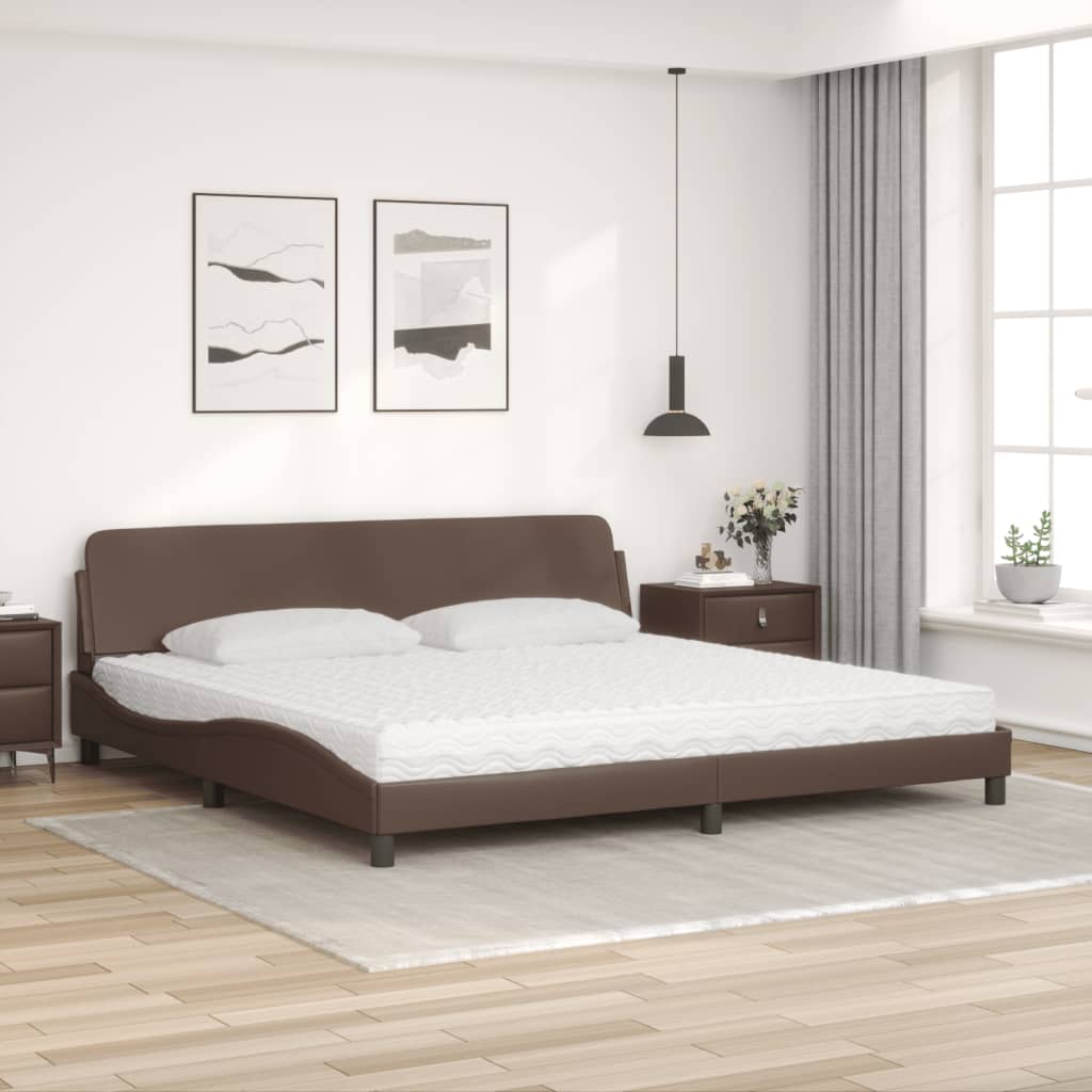 Bett mit Matratze "Dover" Braun 200x200 cm Kunstleder