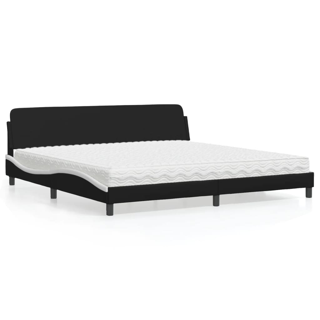 Bett mit Matratze "Dover" Schwarz und Weiß 200x200 cm Kunstleder