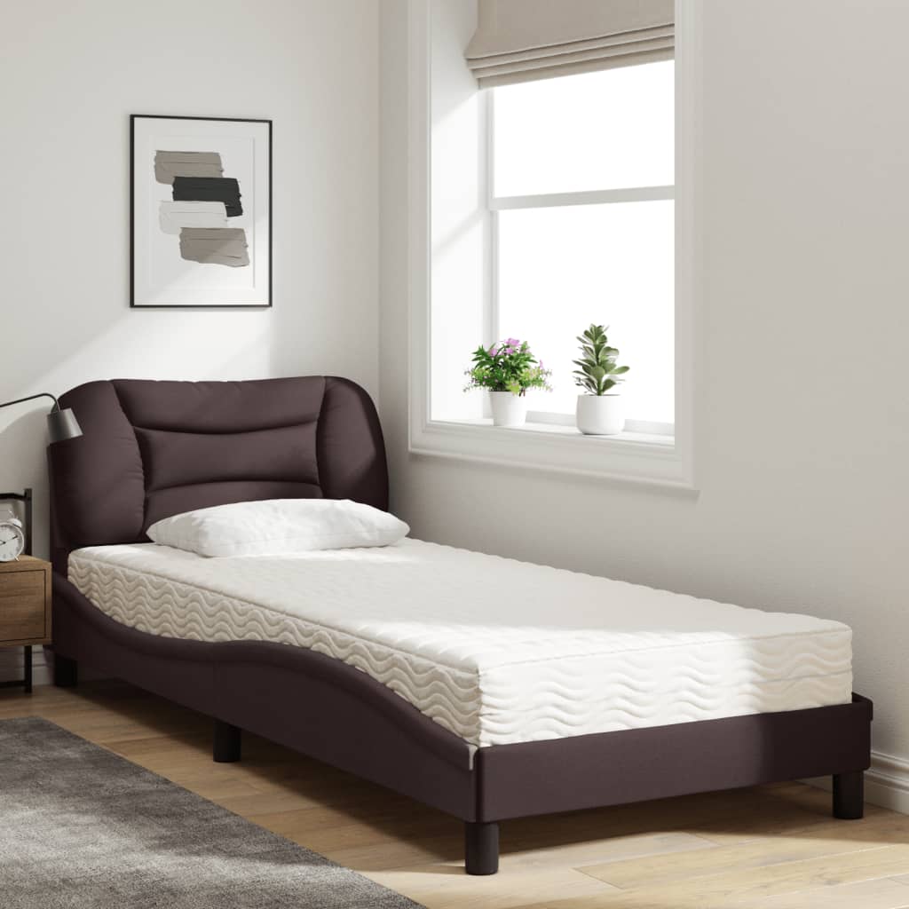 Bett mit Matratze "Hvar" Dunkelbraun 80x200 cm Stoff