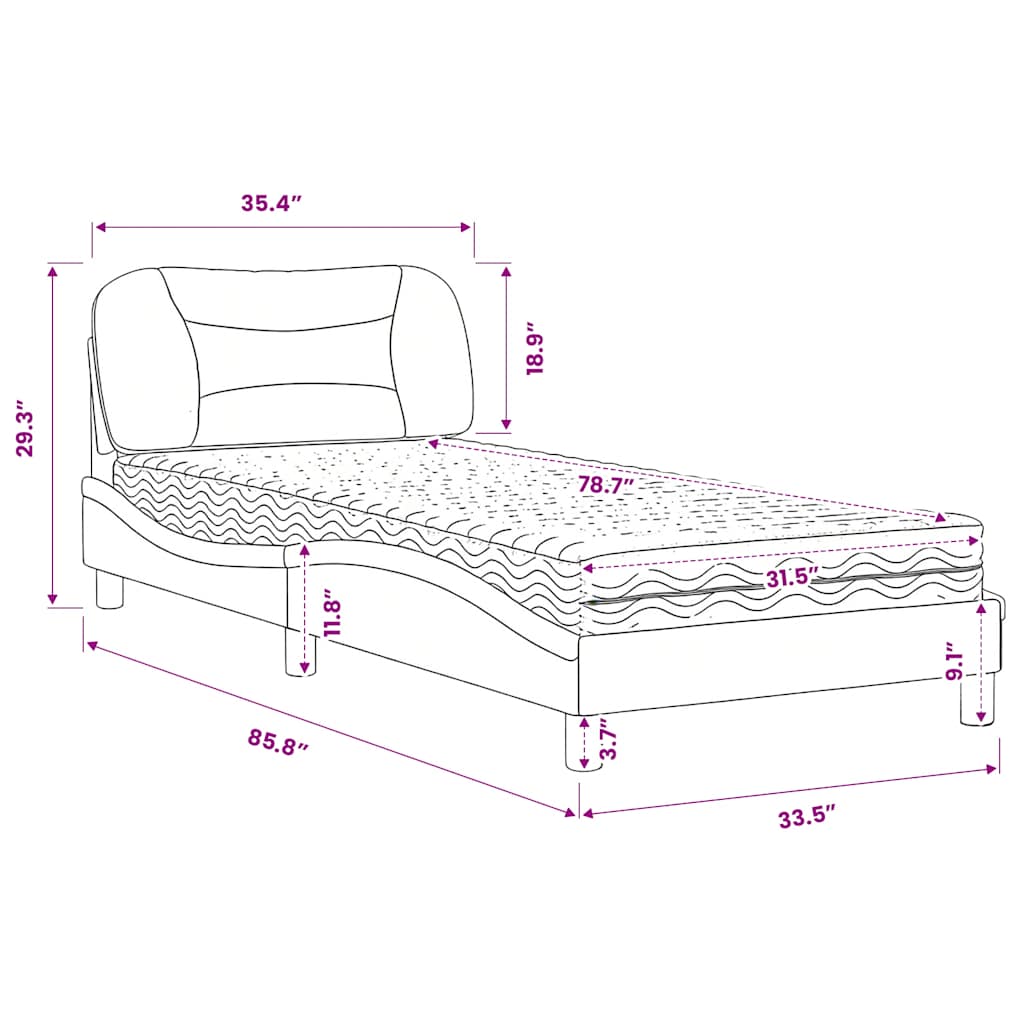 Bett mit Matratze "Hvar" Creme 80x200 cm Stoff