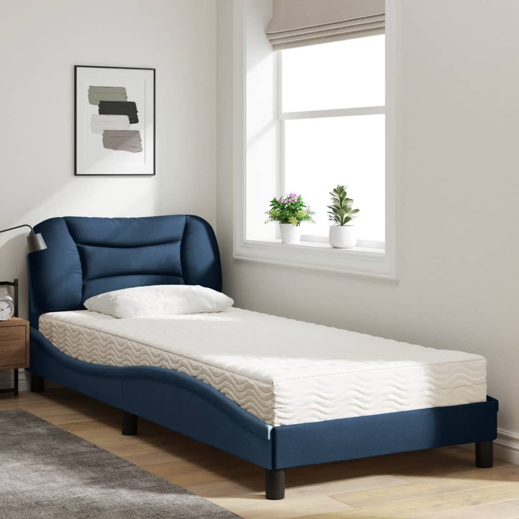 Bett mit Matratze "Hvar" Blau 80x200 cm Stoff