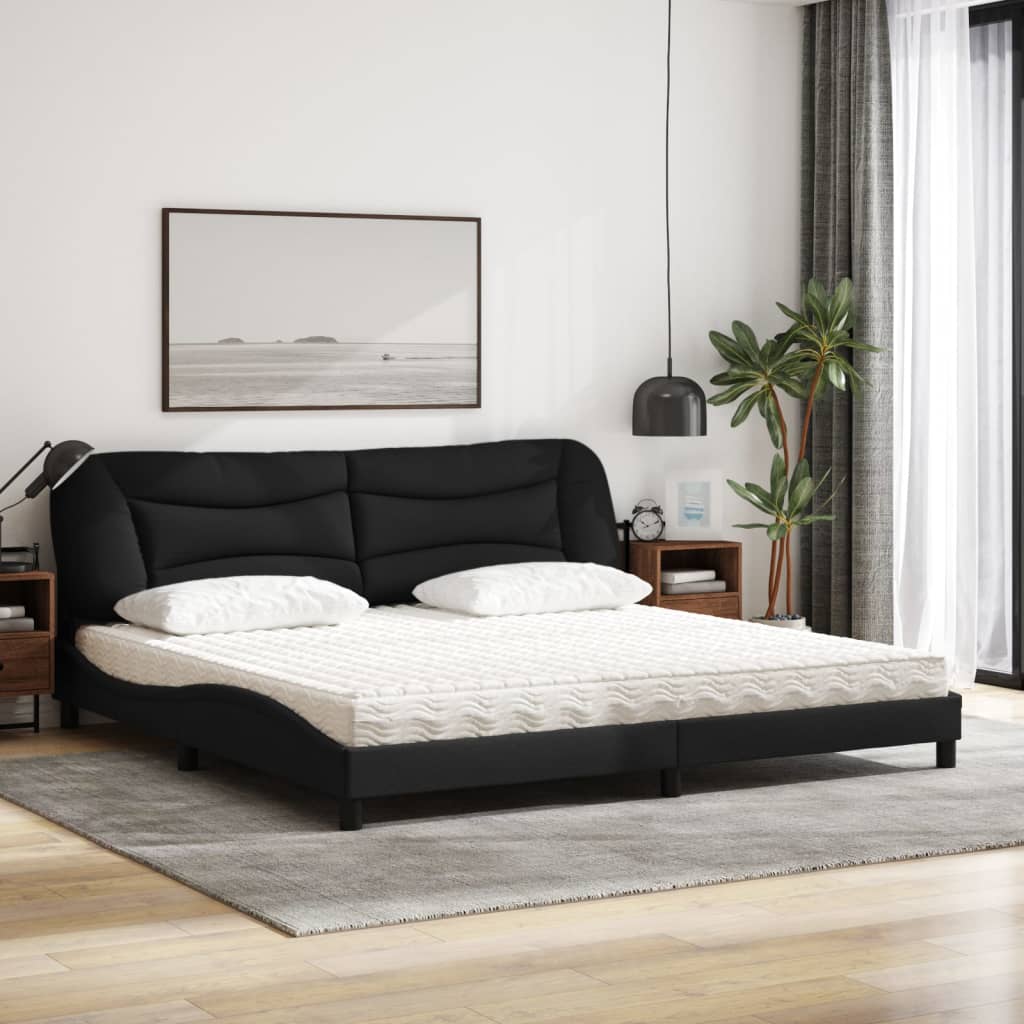 Bett mit Matratze "Hvar" Schwarz 200x200 cm Stoff