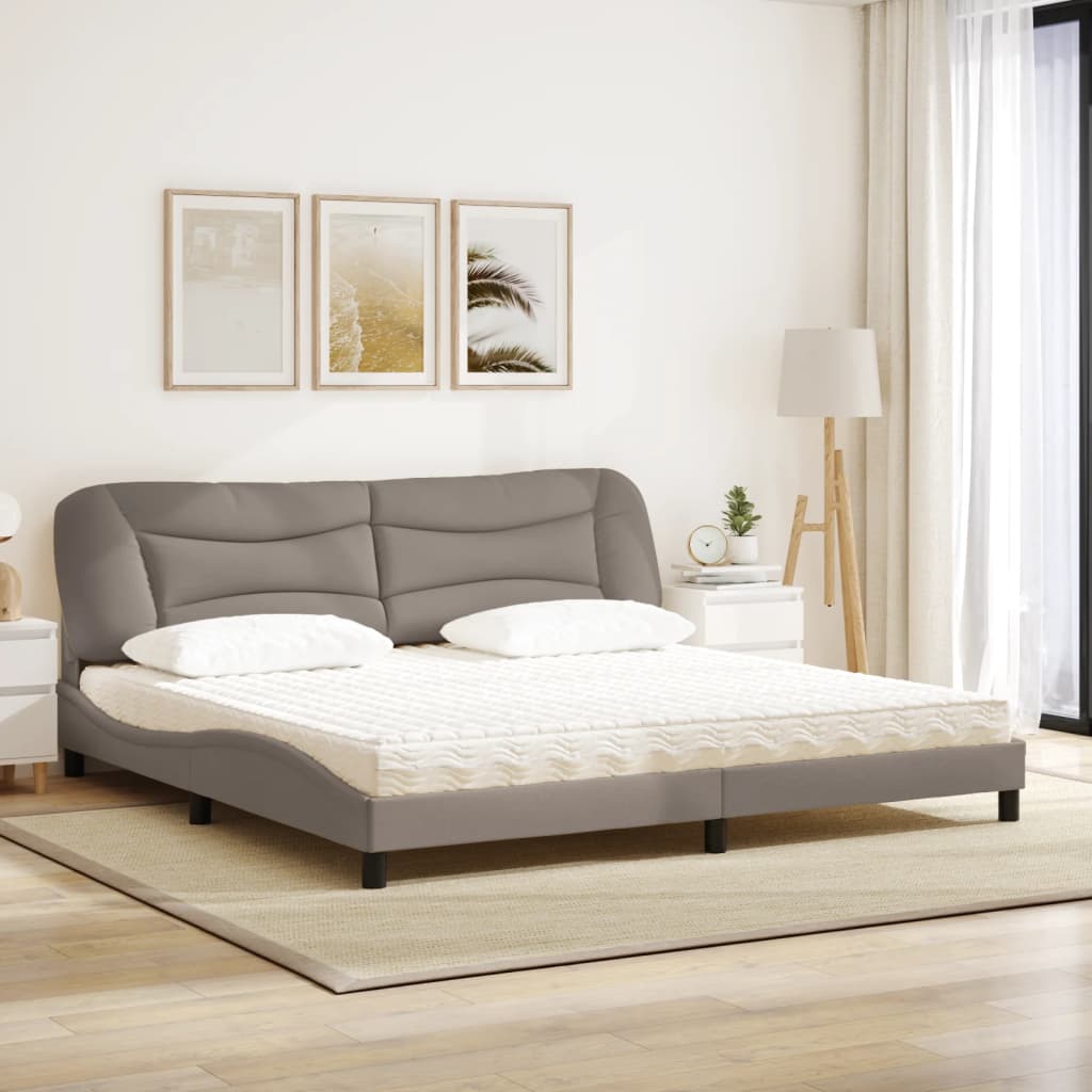 Bed with mattress taupe 200x200 cm fabric
