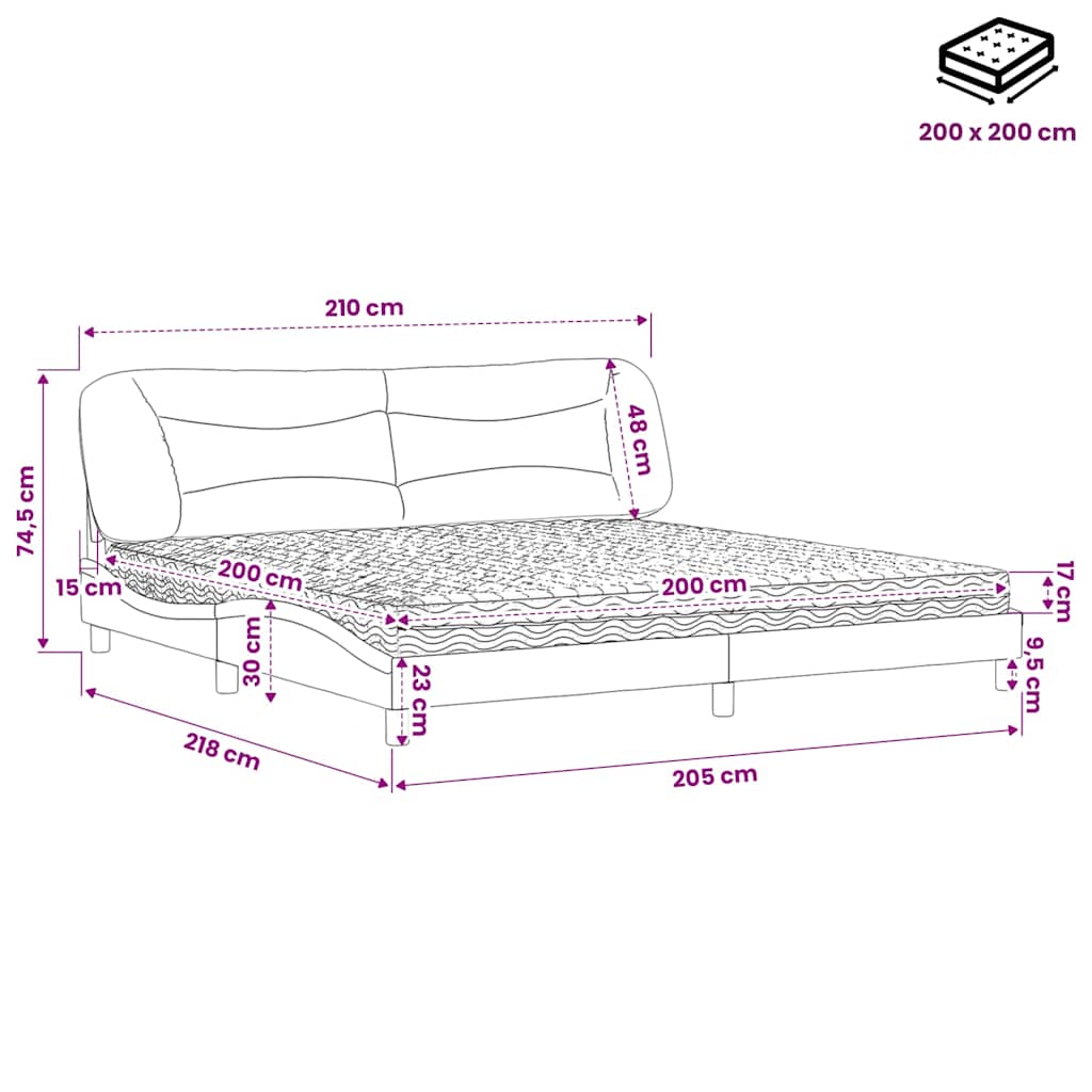 Bett mit Matratze "Hvar" Taupe 200x200 cm Stoff