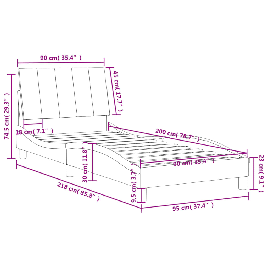 Bed with mattress blue 90x200 cm velvet