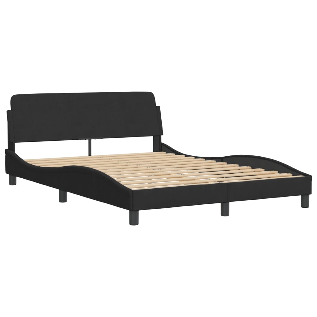 Bett mit Matratze "Hanko" Schwarz 140x190 cm Samt