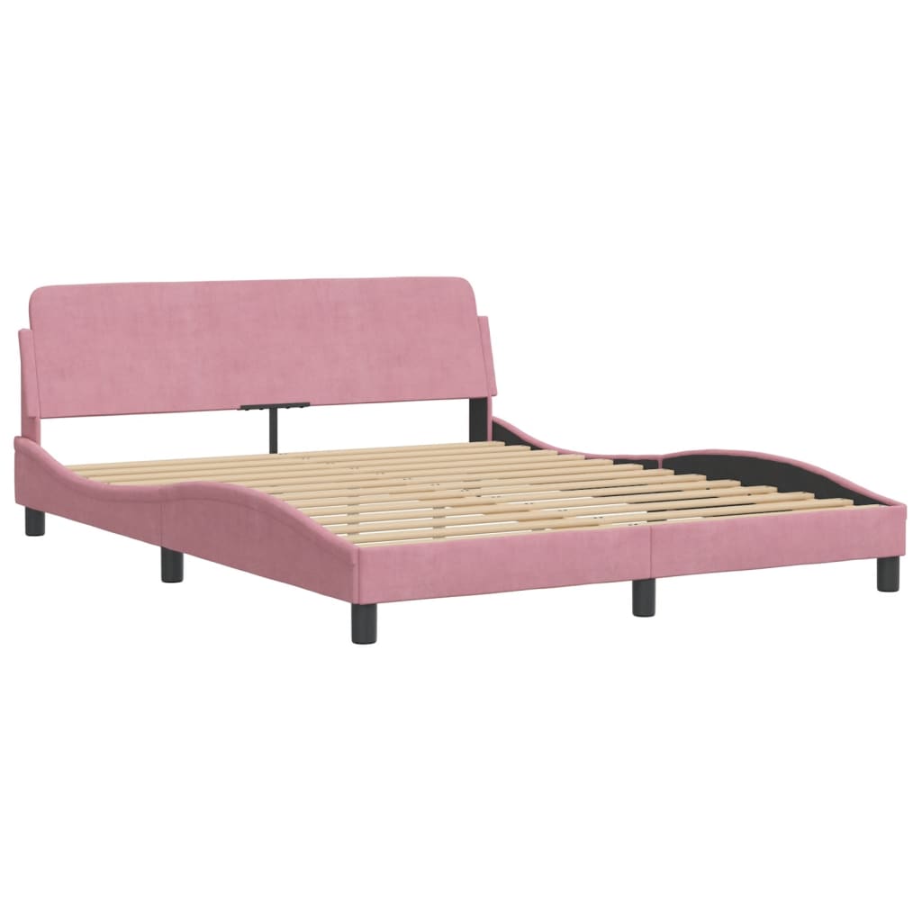 Bett mit Matratze "Hanko" Rosa 160x200 cm Samt
