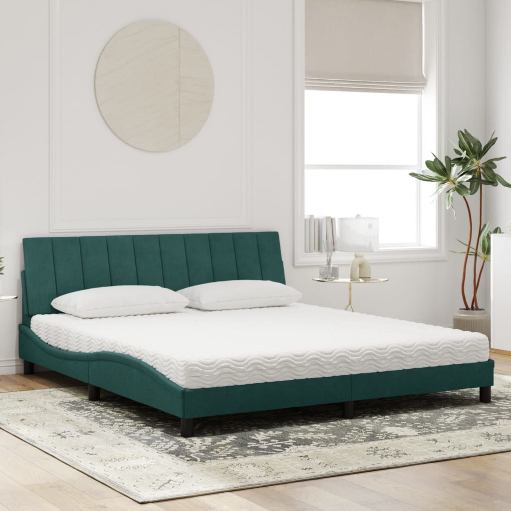 Bett mit Matratze "Hanko" Dunkelgrün 180x200 cm Samt