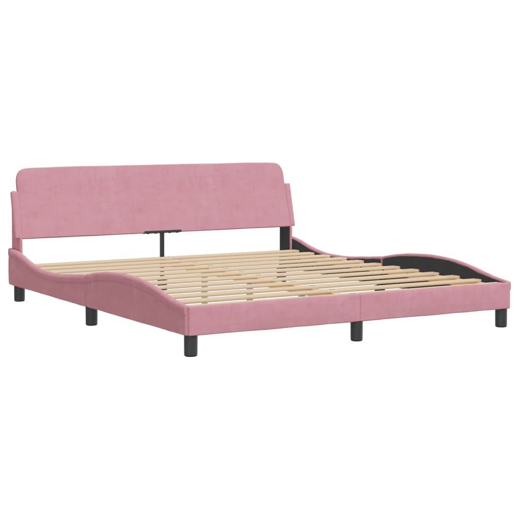 Bett mit Matratze "Hanko" Rosa 180x200 cm Samt