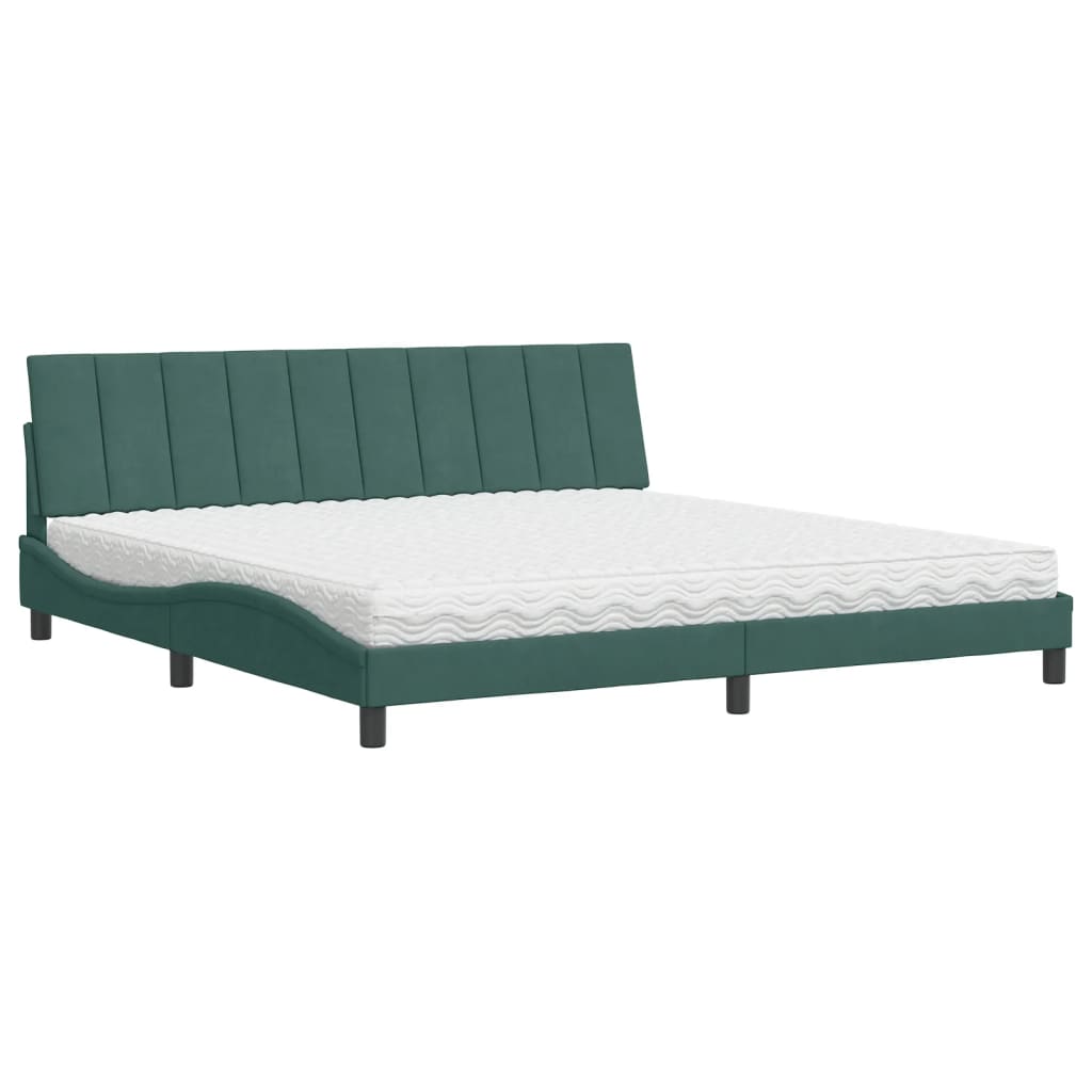 Bett mit Matratze "Hanko" Dunkelgrün 200x200 cm Samt