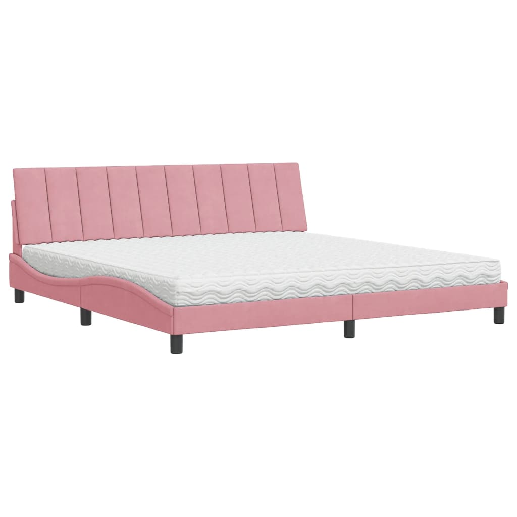 Bett mit Matratze "Hanko" Rosa 200x200 cm Samt