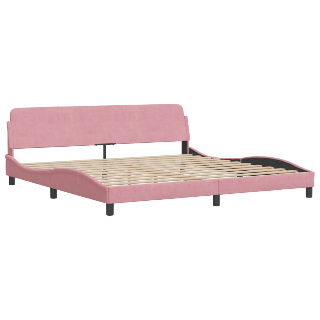 Bett mit Matratze "Hanko" Rosa 200x200 cm Samt