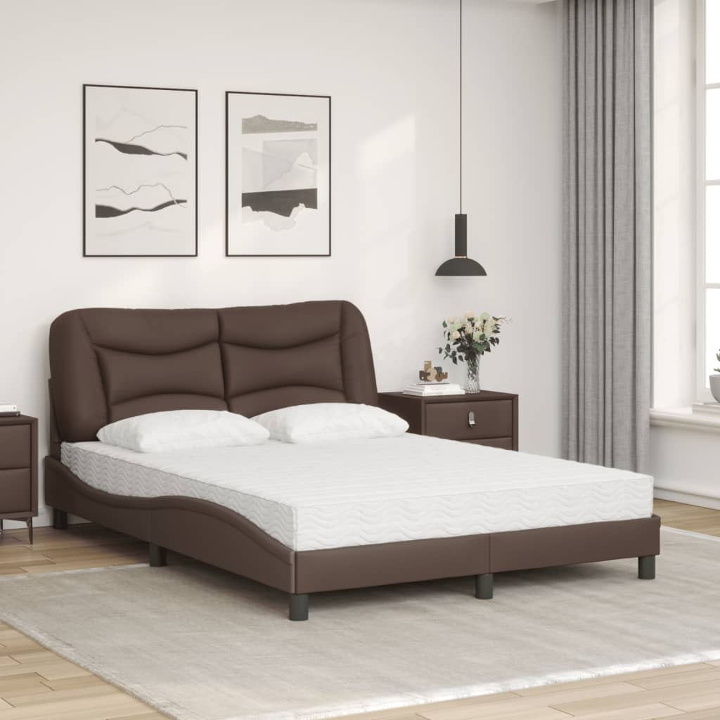 Bett mit Matratze "Hvar" Braun 140x190 cm Kunstleder