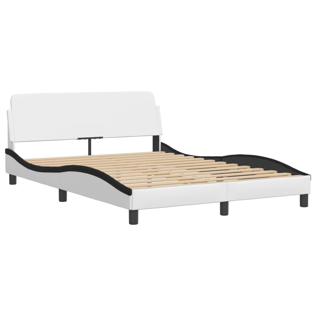 Bett mit Matratze "Hvar" Weiß und Schwarz 140x190 cm Kunstleder
