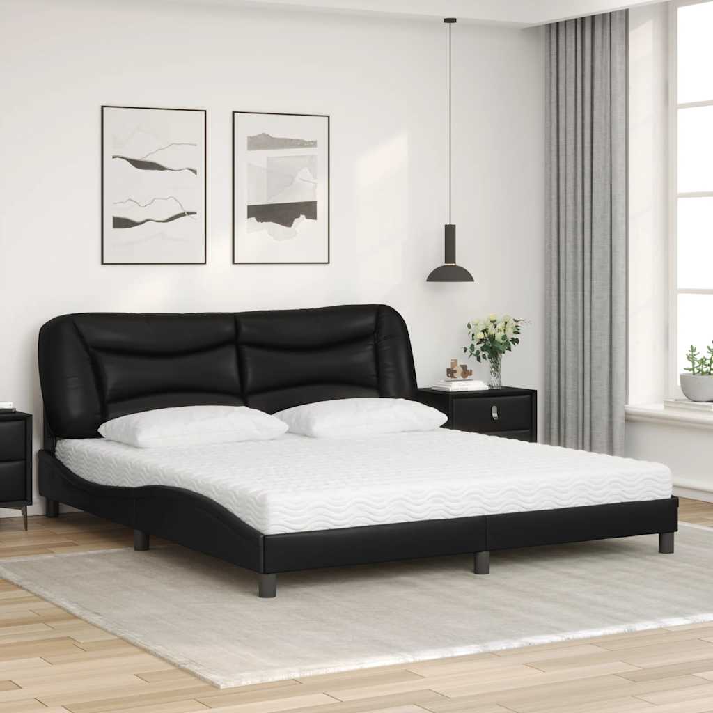 Bett mit Matratze "Hvar" Schwarz 180x200 cm Kunstleder