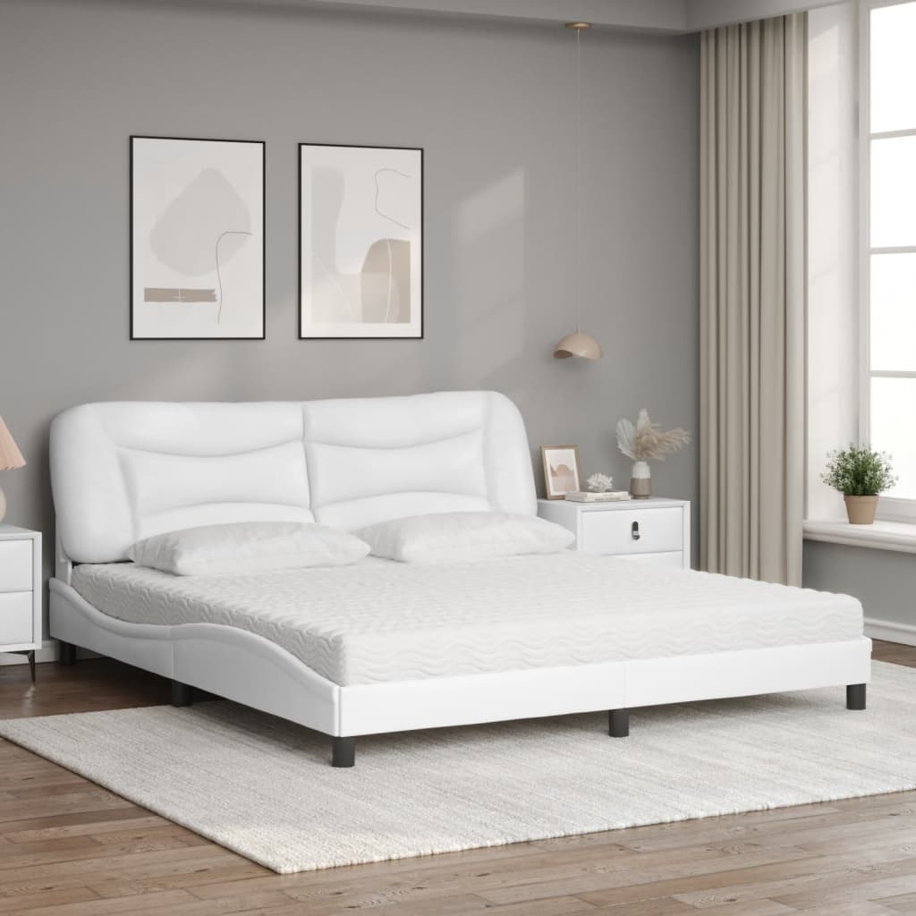 Bett mit Matratze "Hvar" Weiß 180x200 cm Kunstleder