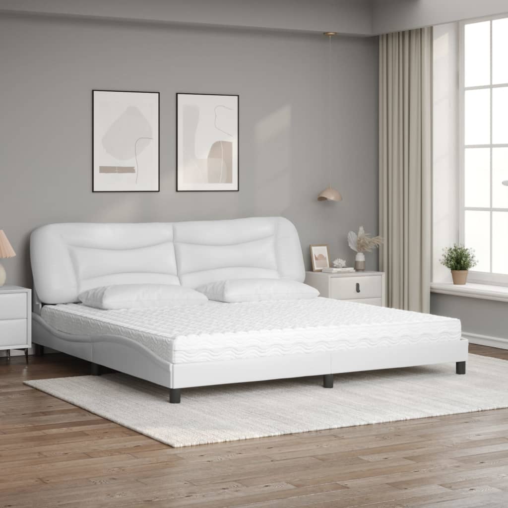 Bett mit Matratze "Hvar" Weiß 200x200 cm Kunstleder