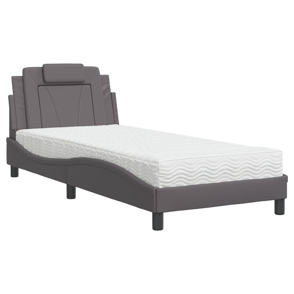 Bett "Viana" mit Matratze Grau 80x200 cm Kunstleder