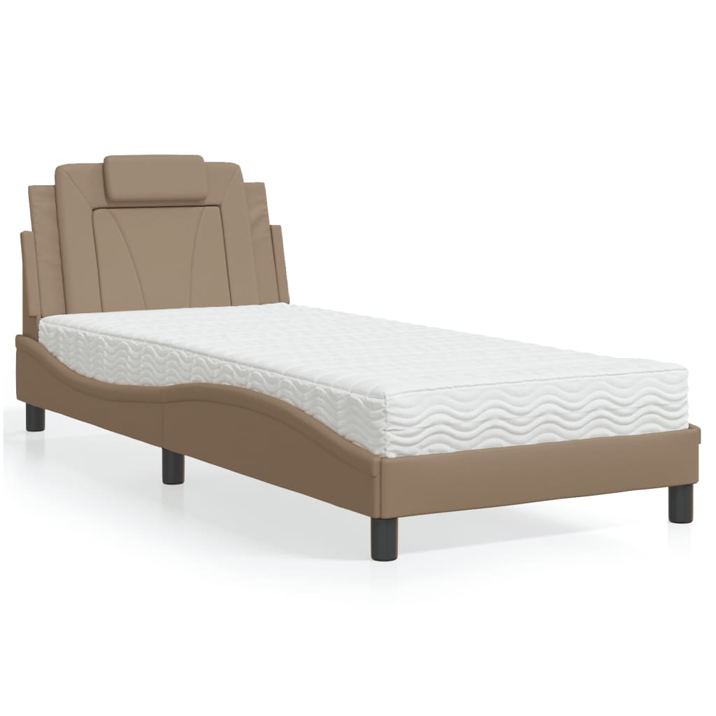 Bed with mattress cappuccino brown 80x200 cm artificial leather