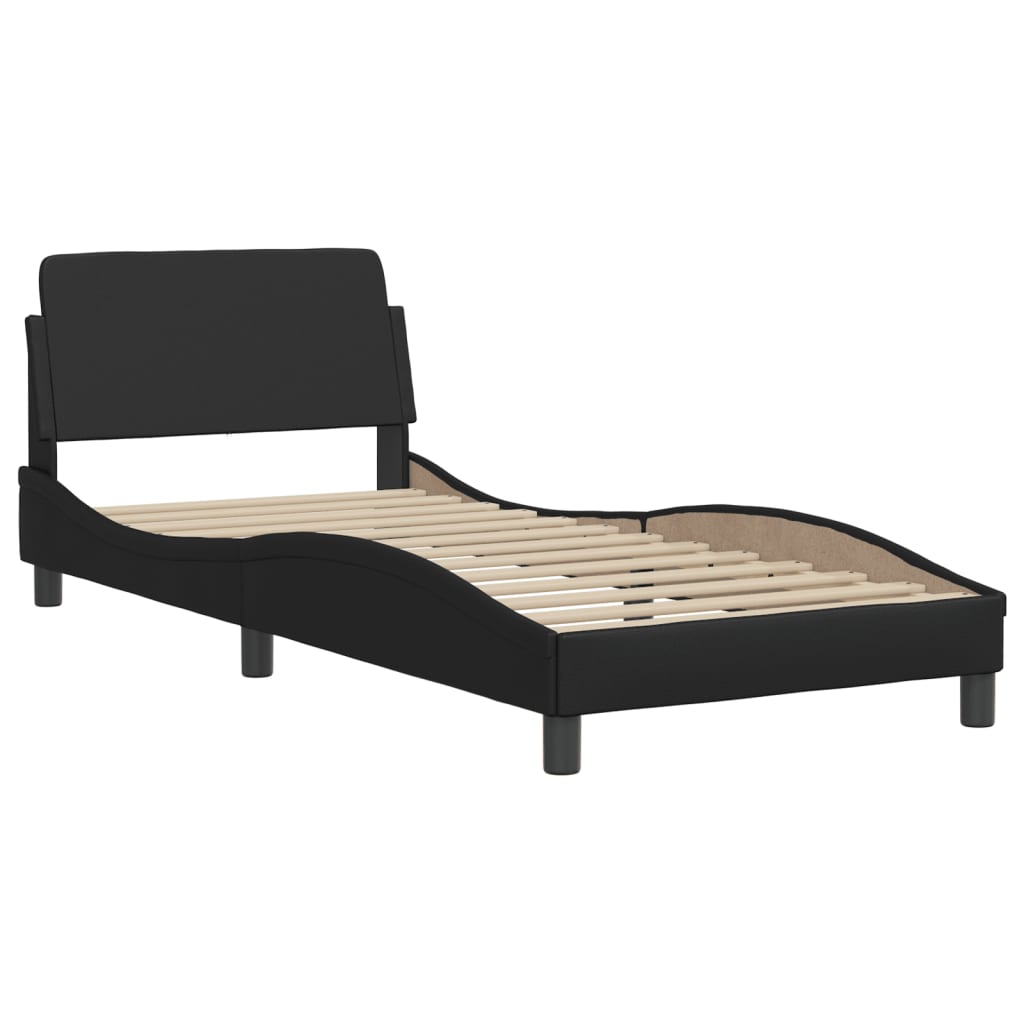 Bett "Viana" mit Matratze Schwarz 90x200 cm Kunstleder