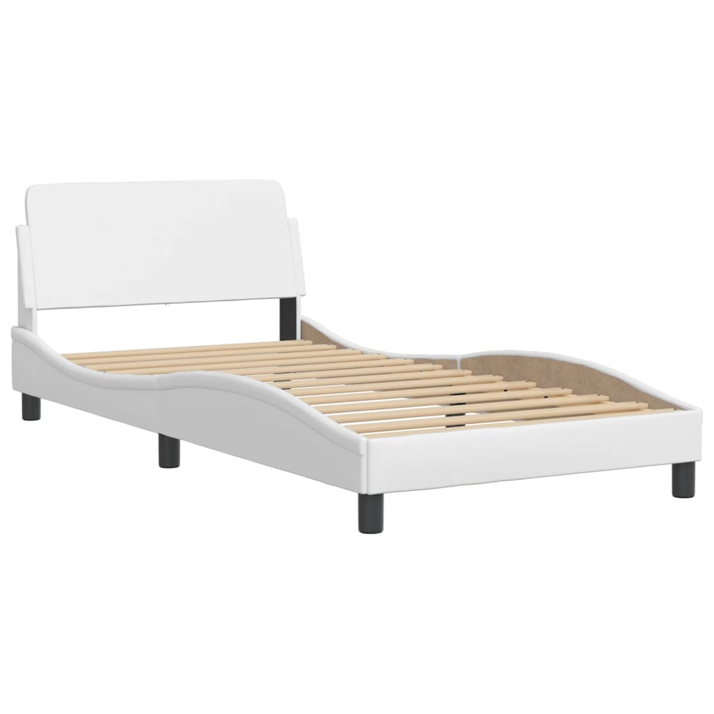 Bed with mattress white 100x200 cm artificial leather