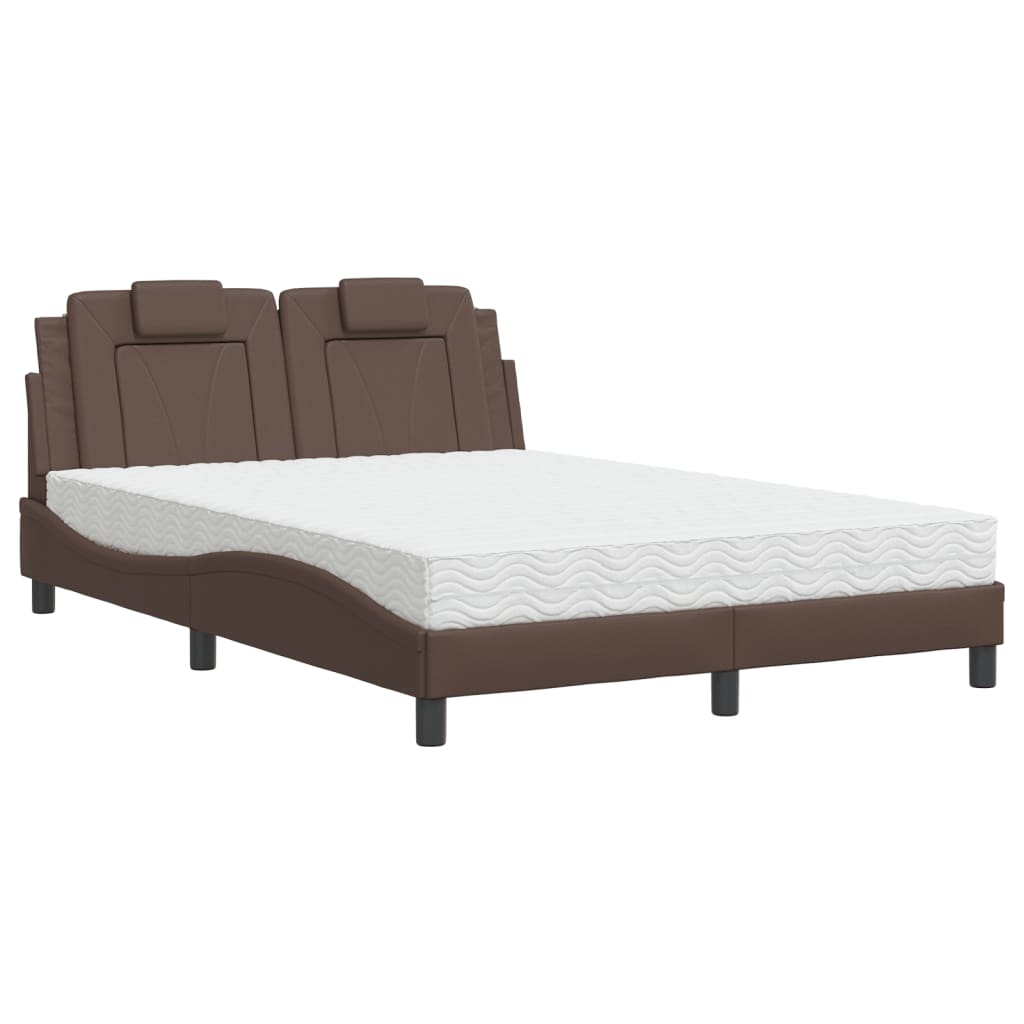 Bett "Viana" mit Matratze Braun 140x190 cm Kunstleder