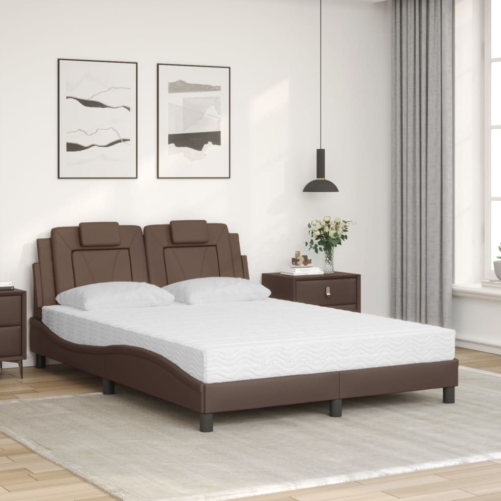 Bett "Viana" mit Matratze Braun 140x190 cm Kunstleder