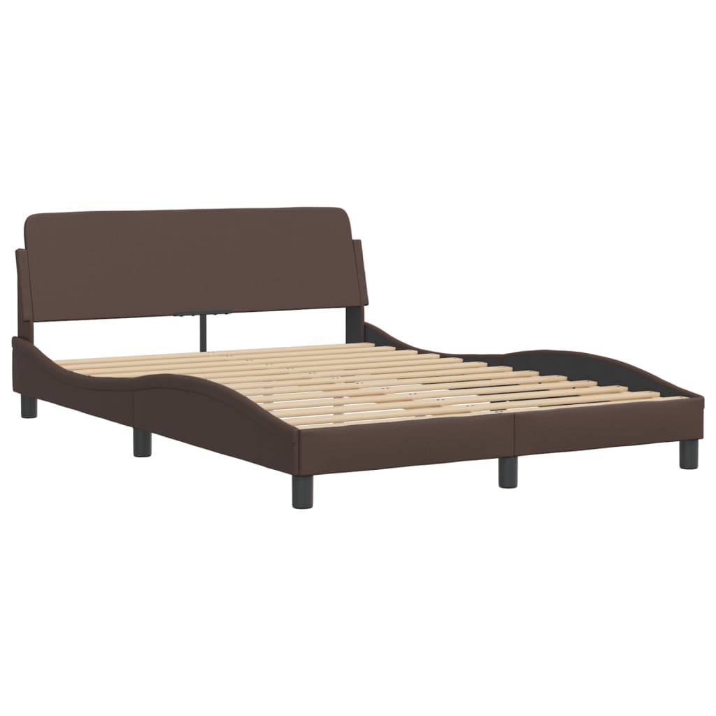Bett "Viana" mit Matratze Braun 140x190 cm Kunstleder