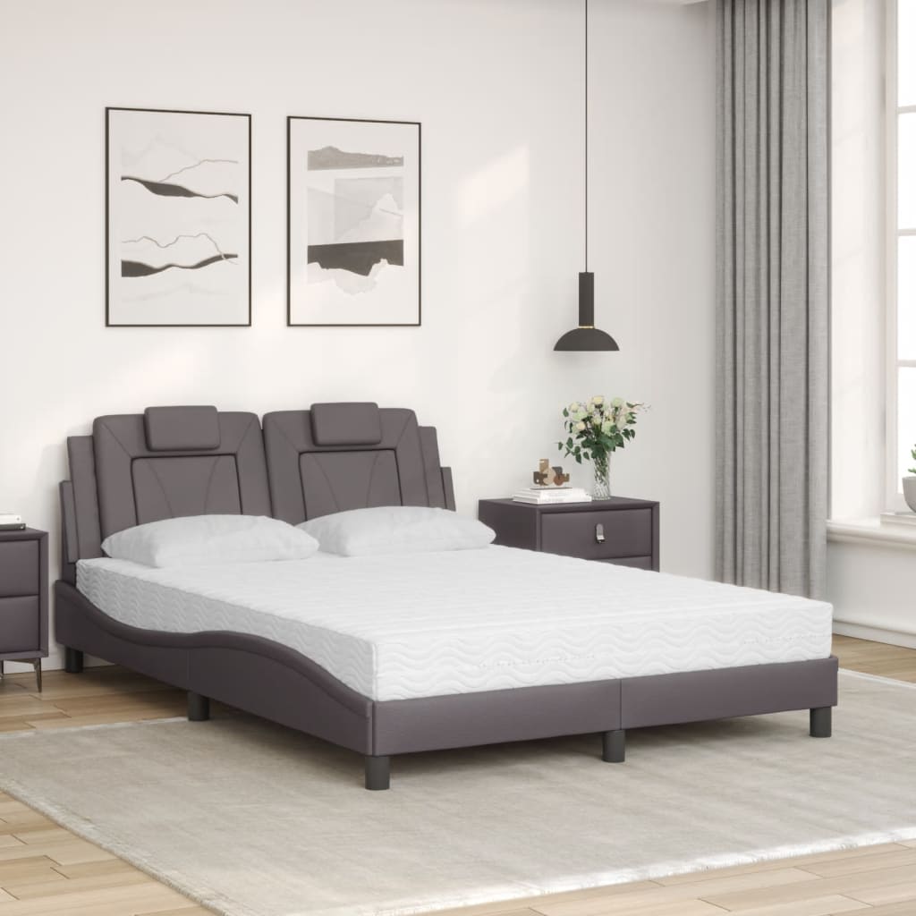 Bett "Viana" mit Matratze Grau 140x200 cm Kunstleder
