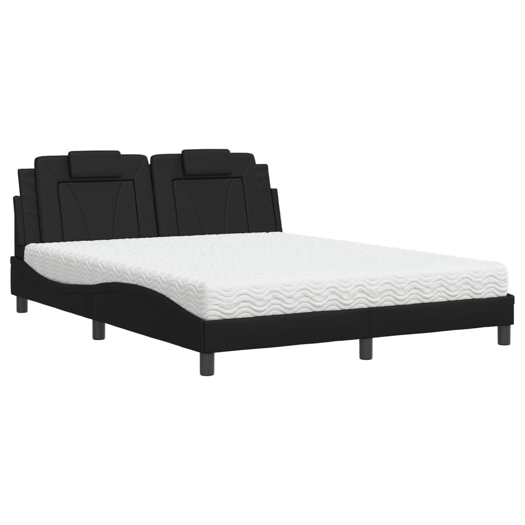 Bett "Viana" mit Matratze Schwarz 160x200 cm Kunstleder