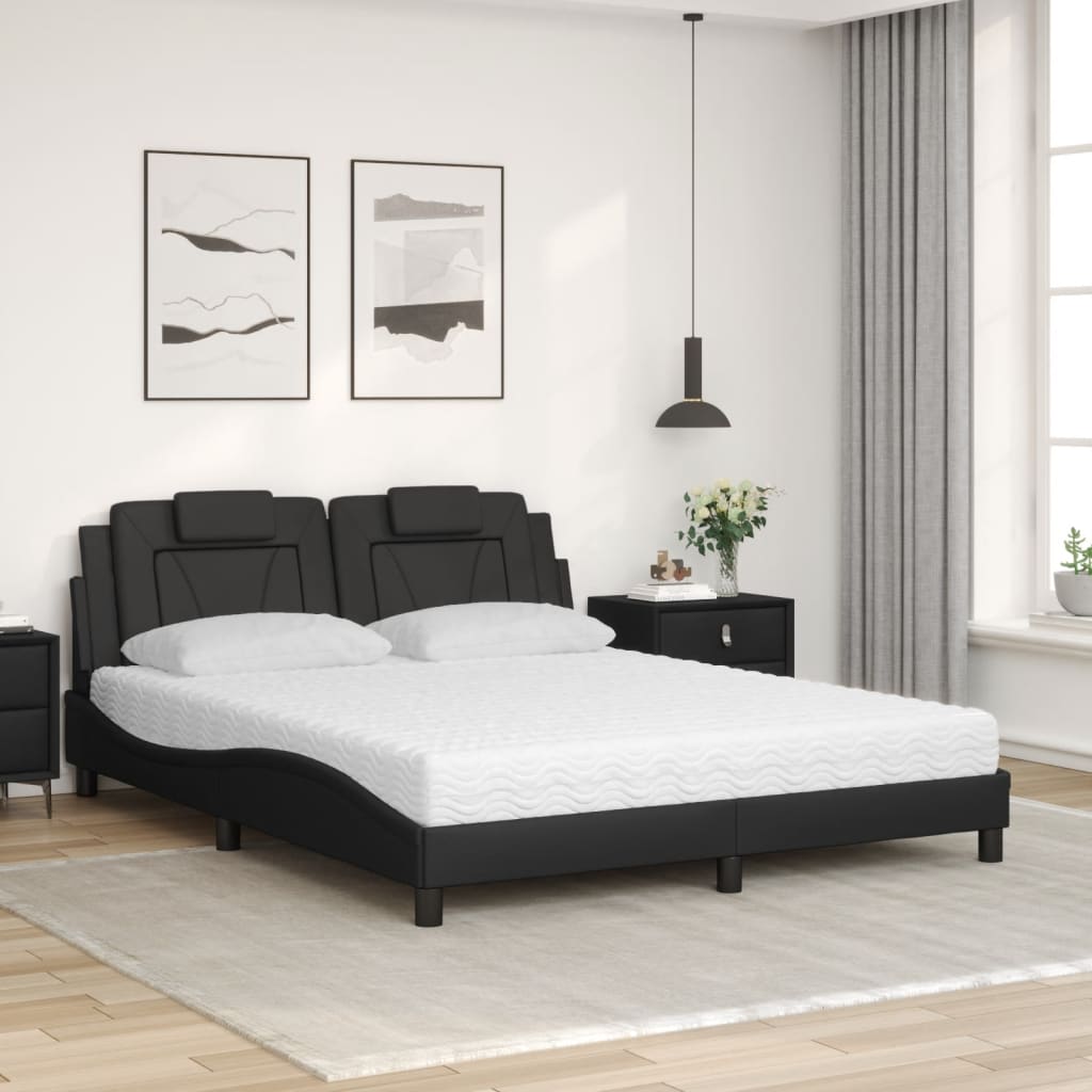 Bett "Viana" mit Matratze Schwarz 160x200 cm Kunstleder